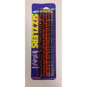 Vintage NEW 1990 Pentech Sizzlers Pencils Holographic Metallic Nostalgic